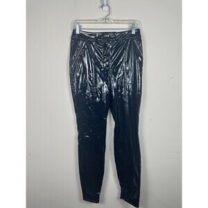 NWT Maeve Patent Leather Navy Skinny Pants Size 8 Zipper Pocket Detail Disco